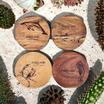 Acacia Wood Portland Sea Animals Themed Coaster Set